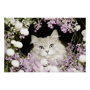 Katze in Blume Poster