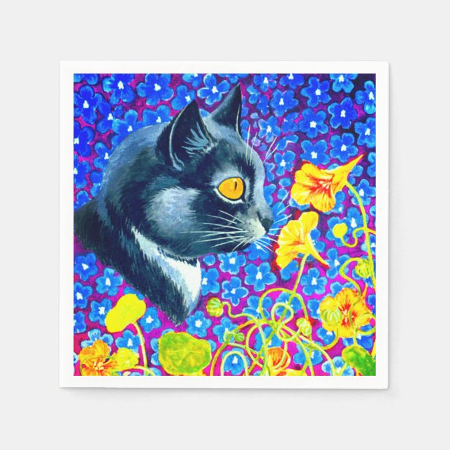 Katze in Blume Serviette (Vorderseite)