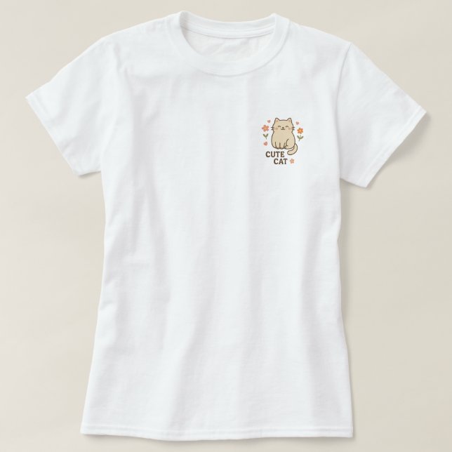 Katze in Blüte T-Shirt (Design vorne)