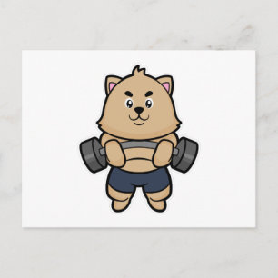Katze in Bodybuilding mit Barbell Postkarte