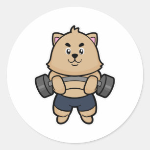 Katze in Bodybuilding mit Barbell Runder Aufkleber