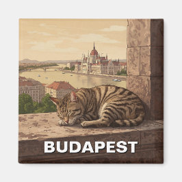 Katze in Budapest Ungarn Parlament Gebäude Reisen Magnet