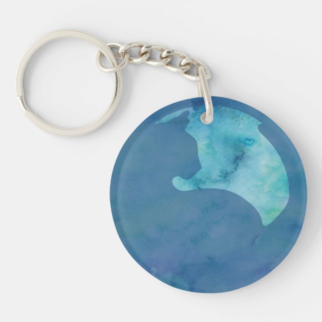 Katze in Circle - Blue Schlüsselanhänger (Vorderseite)