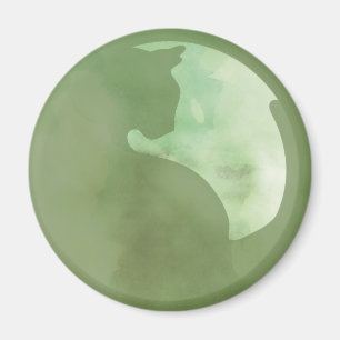 Katze in Circle - Green Magnet