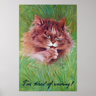 Katze in den Büschen, Louis Wain Poster