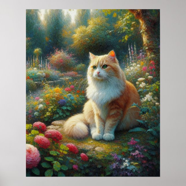 Katze in den schönen Garten Canvas Print Poster (Vorne)