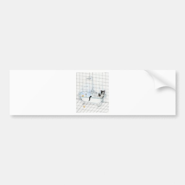 Katze in der Badewanne Autoaufkleber (Vorne)