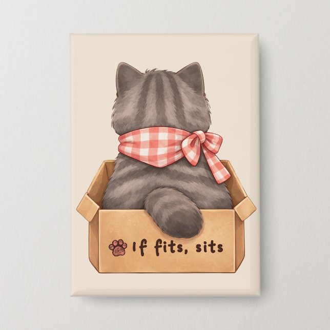 Katze in der Box Button (Vorderseite)