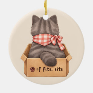 Katze in der Box Keramik Ornament