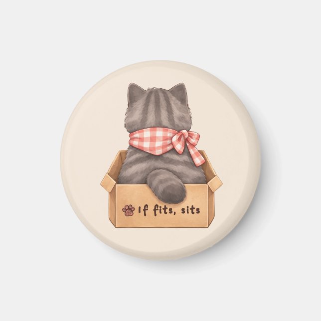 Katze in der Box Magnet (Vorne)