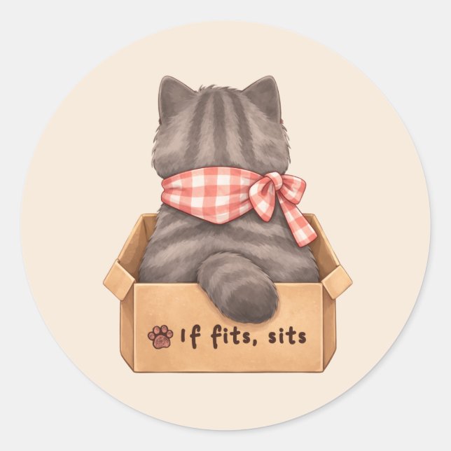 Katze in der Box Runder Aufkleber (Vorderseite)