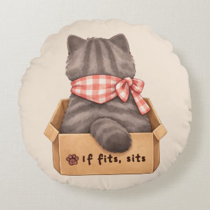 Katze in der Box Rundes Kissen