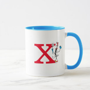 Katze in der Hat Balancing Act Monogram X Tasse