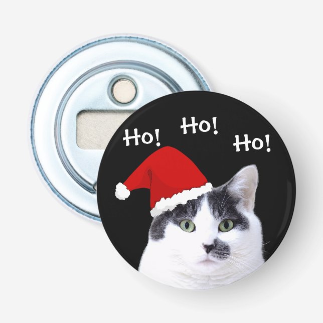 Katze in der Weihnachtsmannmütze Weihnachten Flaschenöffner (Vorderseite)