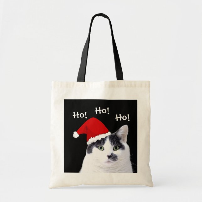 Katze in der Weihnachtsmannmütze Weihnachten Tragetasche (Vorne)