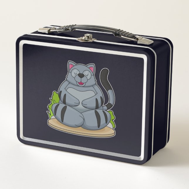 Katze in der Yoga-Fitness Metall Brotdose (Vorderseite)