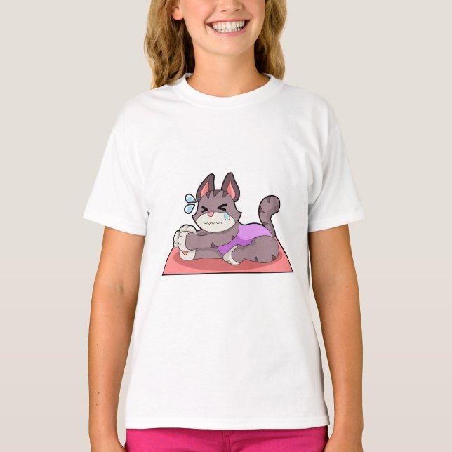 Katze in der Yoga-Fitness T-Shirt (Vorderseite)