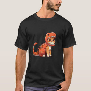 Katze in Dinosaurier-Kostüm T-Shirt