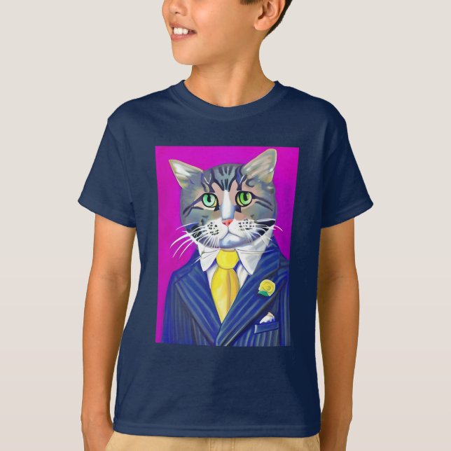 Katze in einem Anzug und Krawatte Kid's T-Shirt (Vorderseite)