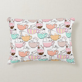 Katze in einem Cup Muster Design 01 w Dekokissen