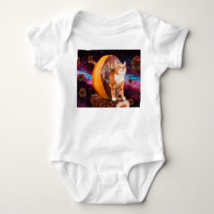 Katze in einem Donut Baby Strampler