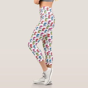 Katze in einem farbenfrohen Hutmuster Capri Leggings