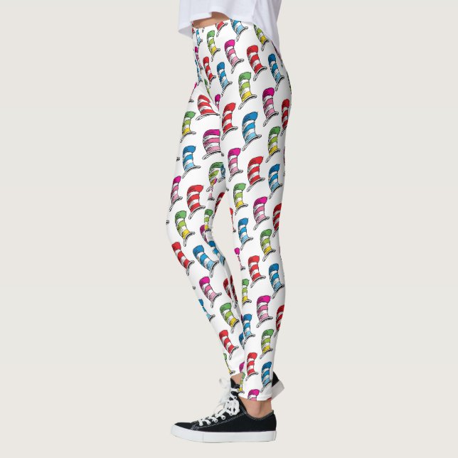 Katze in einem farbenfrohen Hutmuster Leggings (Links)