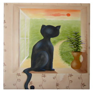 Katze in einem Fenster Fliese