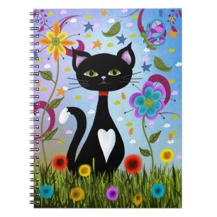 Katze in einem Garten Abstrakte Kunst Notizblock