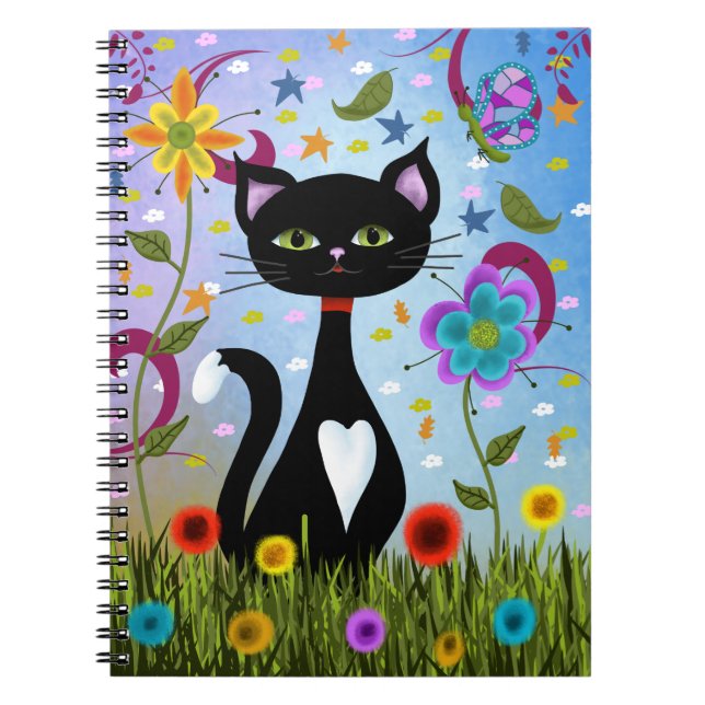 Katze in einem Garten Abstrakte Kunst Notizblock (Vorderseite)