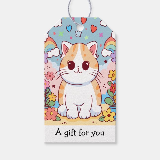 Katze in einem Gartenkatzen Geschenk für Sie Geschenkanhänger (Vorderseite)