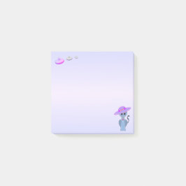 Katze in einem Hut und fliegenden Sauceron Post-it Klebezettel