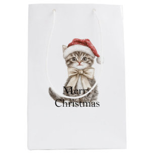 Katze in einem Hut Weihnachten Mittlere Geschenktüte