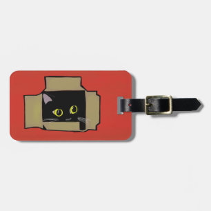 Katze in einem Kasten-Rot Gepäckanhänger
