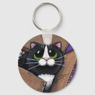 Katze in einem Kasten-Schlüsselanhänger Schlüsselanhänger