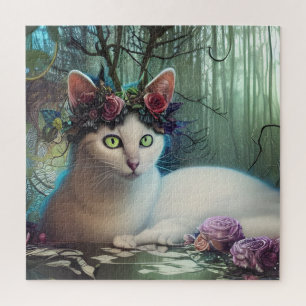 Katze in einem magischen Wald AI Generierte Kunst