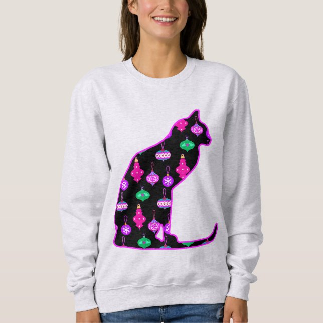Katze in einem Muster Weihnachtsschmuck Sweatshirt (Vorderseite)