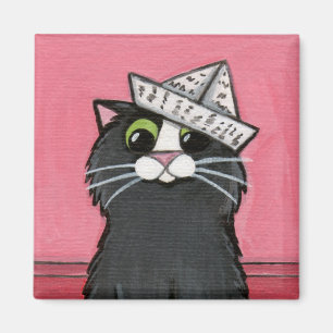 Katze in einem Papierhut-wunderlichen Magneten Magnet