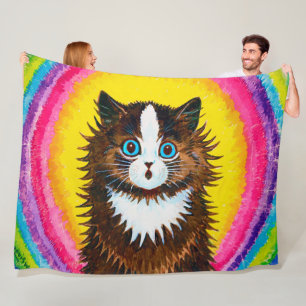 Katze in einem Regenbogen, Louis Wain Fleecedecke