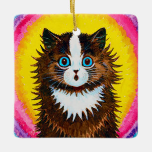 Katze in einem Regenbogen, Louis Wain Keramikornament