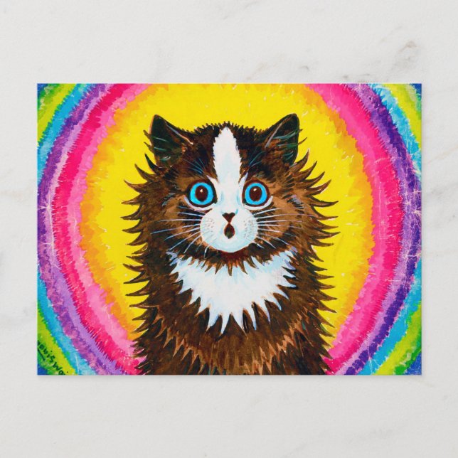 Katze in einem Regenbogen, Louis Wain Postkarte (Vorderseite)