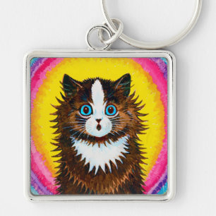 Katze in einem Regenbogen, Louis Wain Schlüsselanhänger