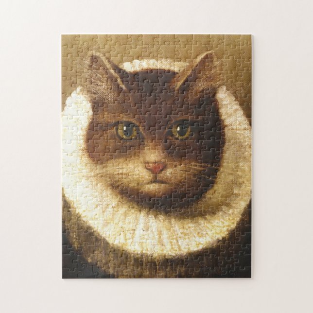 Katze in einem Ruff Niedliche Viktorianische Kunst (Vertikal)