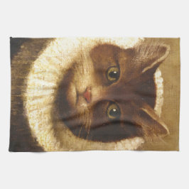 Katze in einem Ruff Niedliche Viktorianische Kunst Handtuch