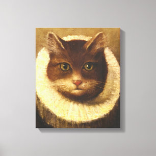 Katze in einem Ruff Niedliche Viktorianische Kunst Leinwanddruck