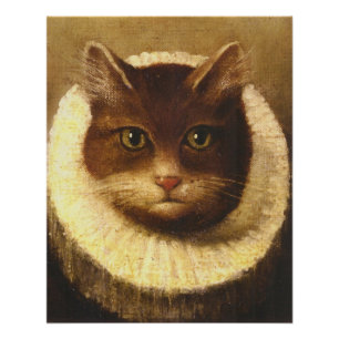 Katze in einem Ruff Niedliche Viktorianische Kunst Poster
