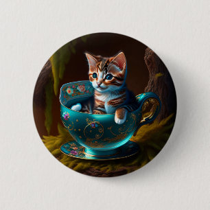 Katze in einem Teacup Kitten in einer Teacup Cat Button