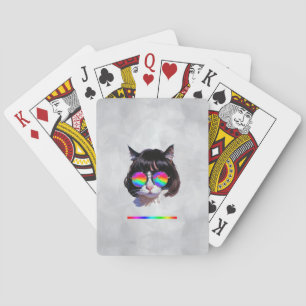 Katze in einer Perücke + Sonnenbrille (Gemälde #1 Spielkarten