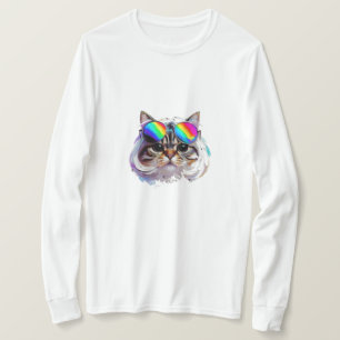 Katze in einer Perücke + Sonnenbrille (Gemälde #3) T-Shirt