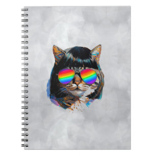 Katze in einer Perücke + Sonnenbrille (Gemälde #5) Notizblock